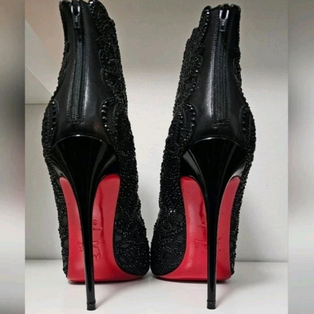 Christian Louboutin Rihanini Crystal Strass Lace Ankle Boot